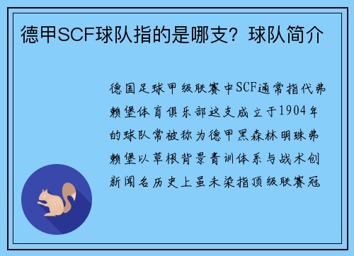 德甲SCF球队指的是哪支？球队简介